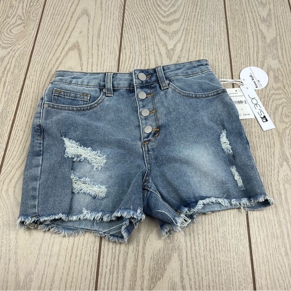 Joe's Jeans Girls' Jolly Button Fly Jean Shorts - Big Kid 14 Blue Ash Wash $35